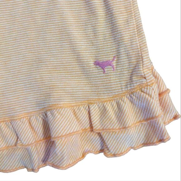 PINK VS VTG 90s Tangerine Striped Embroidery Dog Babydoll Dress Medium - Picture 9 of 15